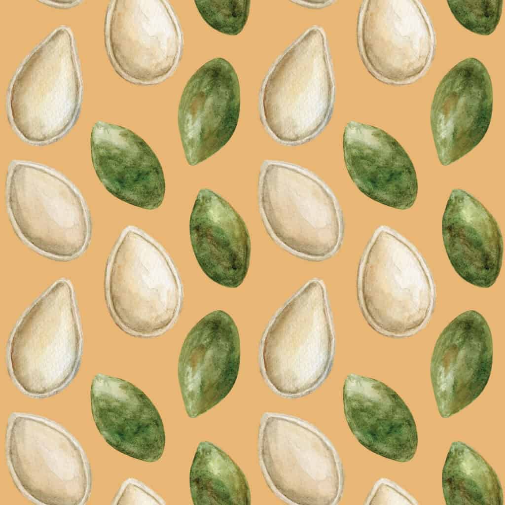 graphic of shelled and unshelled pumpkin seeds